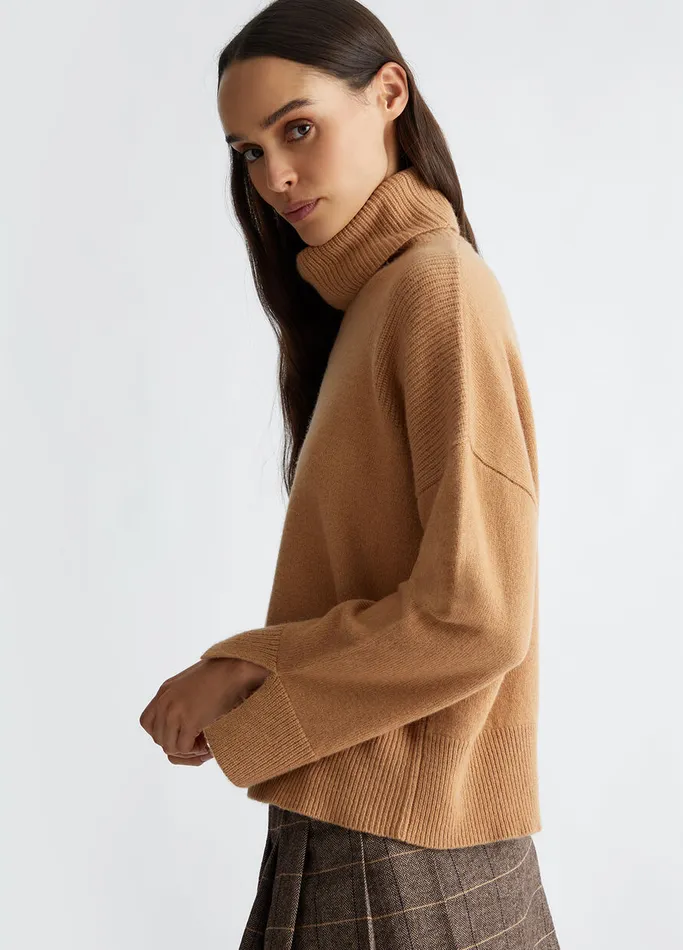 Women Liujo Jumpers and Cardigans Woollen Turtleneck Beige