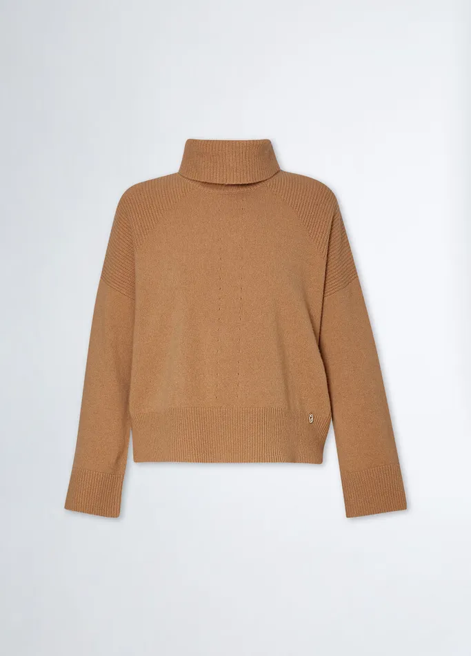 Women Liujo Jumpers and Cardigans Woollen Turtleneck Beige