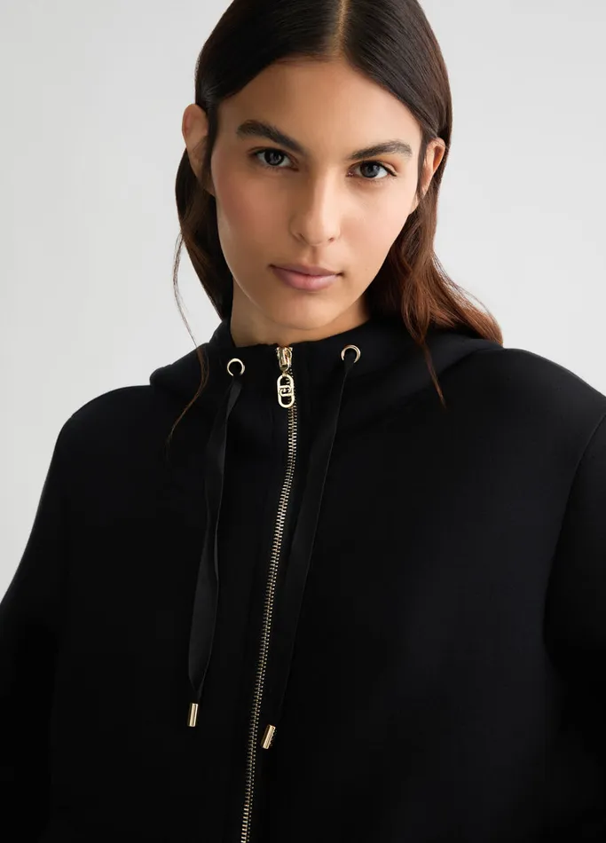 Women Liujo Outerwear Black Hooded Jacket