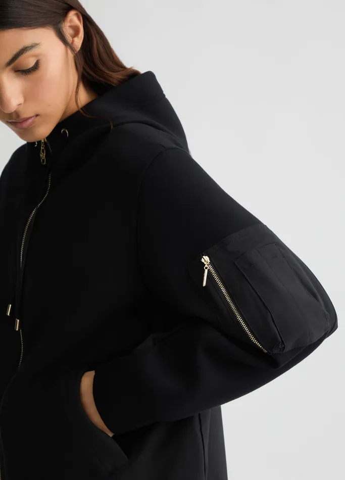 Women Liujo Outerwear Black Hooded Jacket