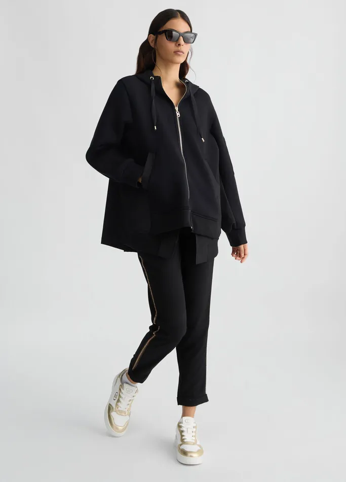 Women Liujo Outerwear Black Hooded Jacket