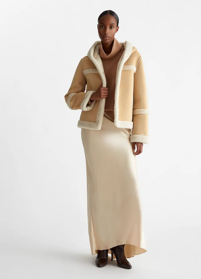 Women Liujo Outerwear Coated Fabric Jacket Camel