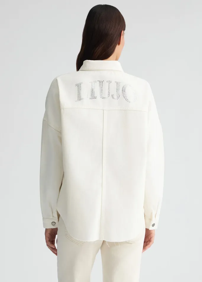 Women Liujo Outerwear Denim Shacket White Wool