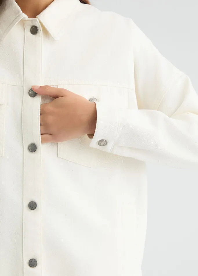 Women Liujo Outerwear Denim Shacket White Wool