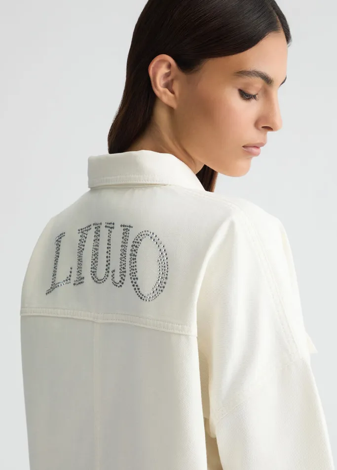 Women Liujo Outerwear Denim Shacket White Wool