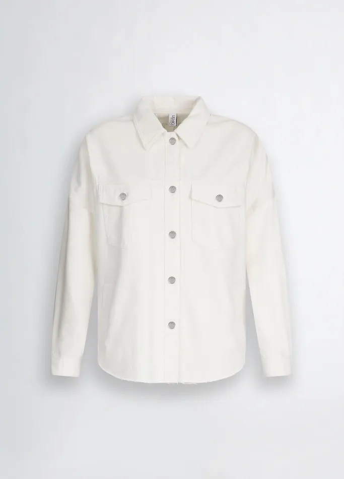 Women Liujo Outerwear Denim Shacket White Wool