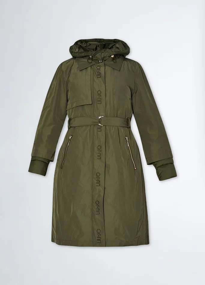 Women Liujo Outerwear Quilted Nylon Coat Olive Green