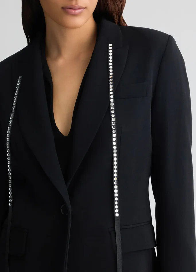 Women Liujo Party Black Blazer With Rhinestones
