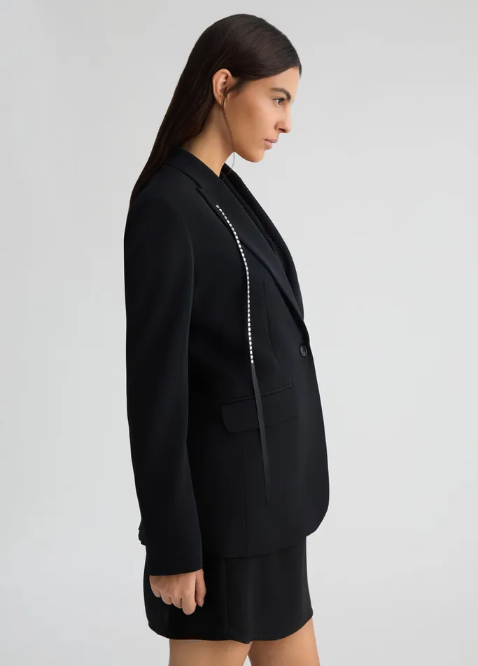 Women Liujo Party Black Blazer With Rhinestones