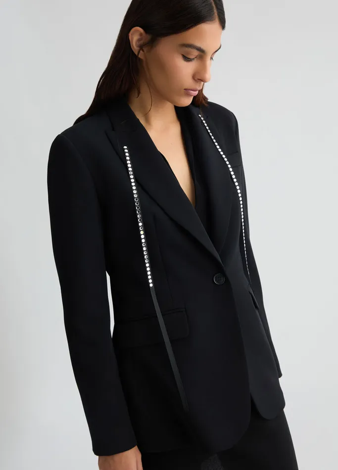 Women Liujo Party Black Blazer With Rhinestones
