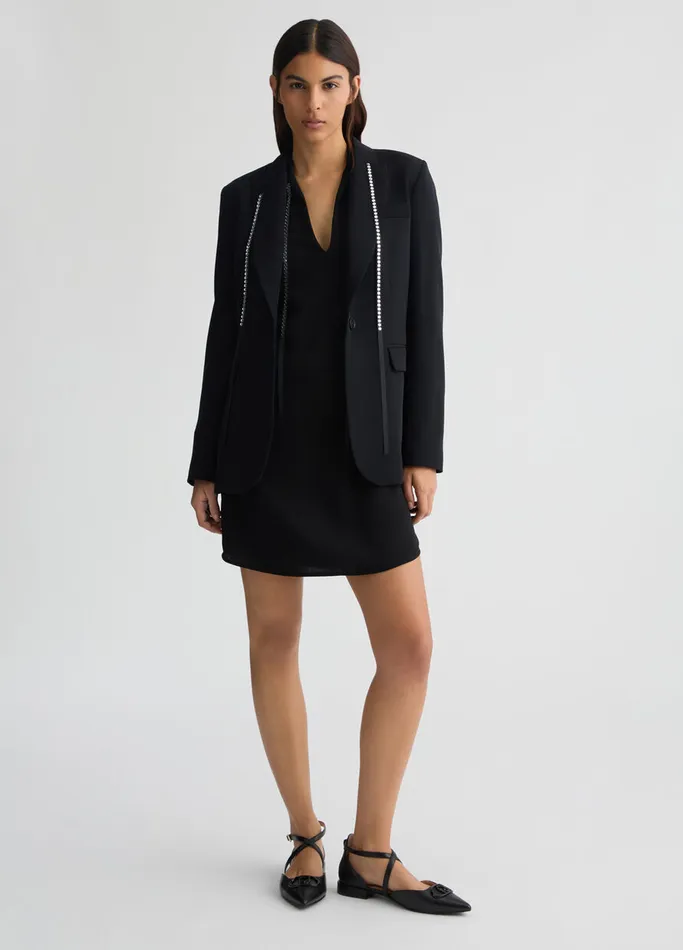 Women Liujo Party Black Blazer With Rhinestones