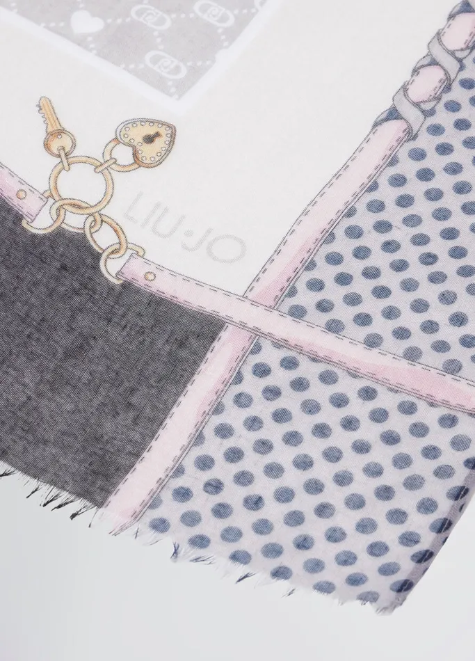 Women Liujo Scarves and Foulards Grey And Pink Liu Jo Better Stole Black