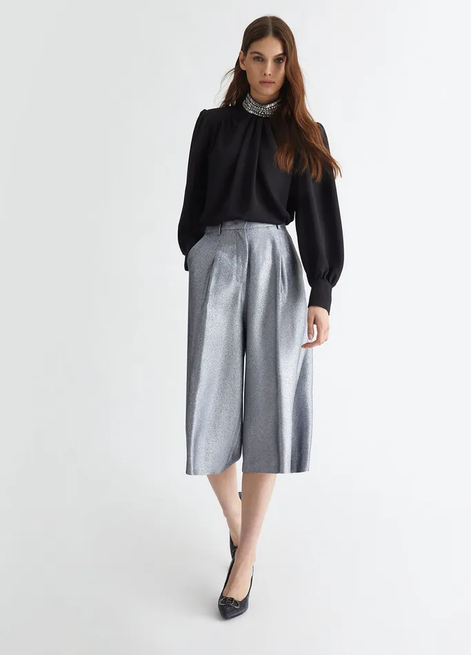 Women Liujo Shirts and Blouses Georgette Blouse With Rhinestones Black