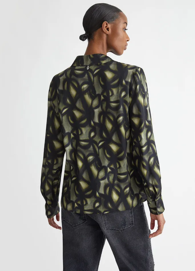 Women Liujo Shirts and Blouses Printed Satin Shirt Green
