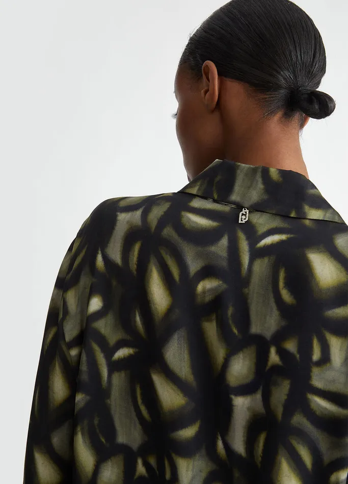 Women Liujo Shirts and Blouses Printed Satin Shirt Green