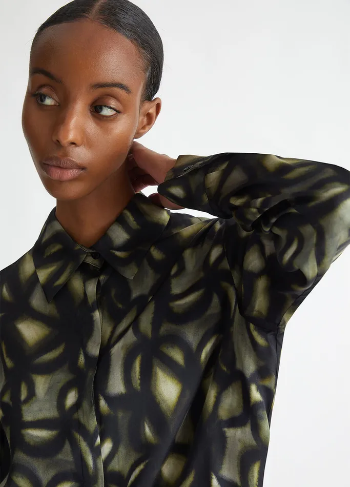 Women Liujo Shirts and Blouses Printed Satin Shirt Green