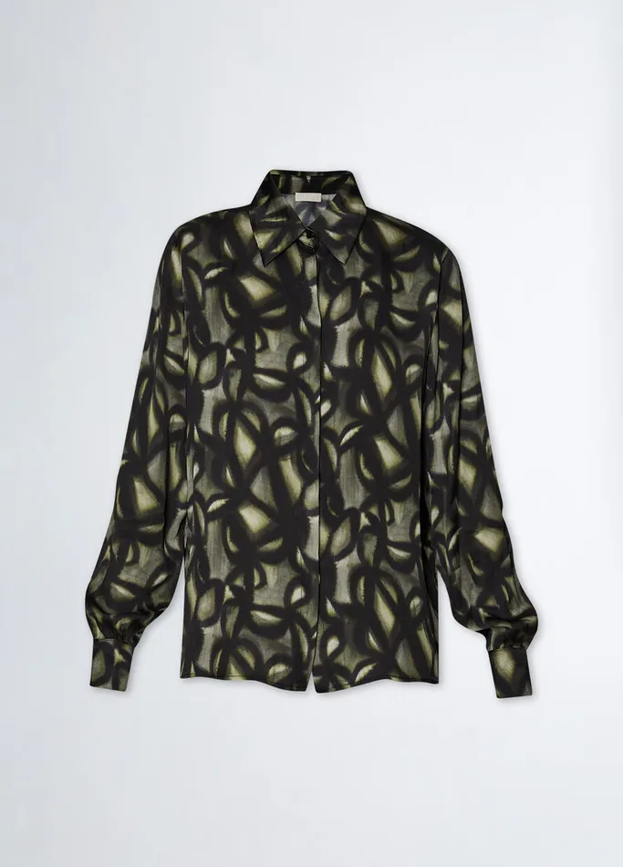 Women Liujo Shirts and Blouses Printed Satin Shirt Green
