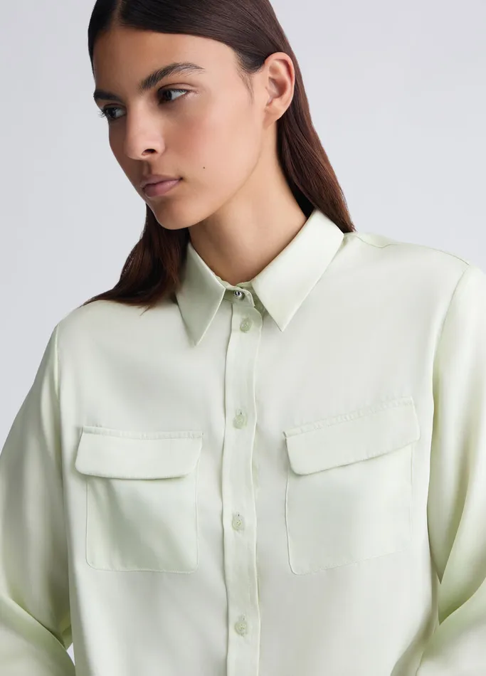 Women Liujo Shirts and Blouses Satin Shirt Green