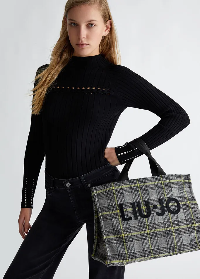 Women Liujo Shopping Bags Jacquard Shopping Bag Black