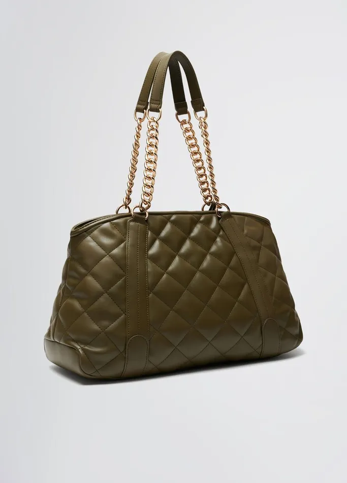 Women Liujo Shopping Bags Quilted Khaki Green Handbag