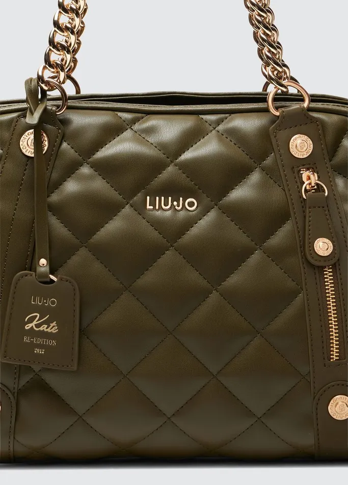 Women Liujo Shopping Bags Quilted Khaki Green Handbag