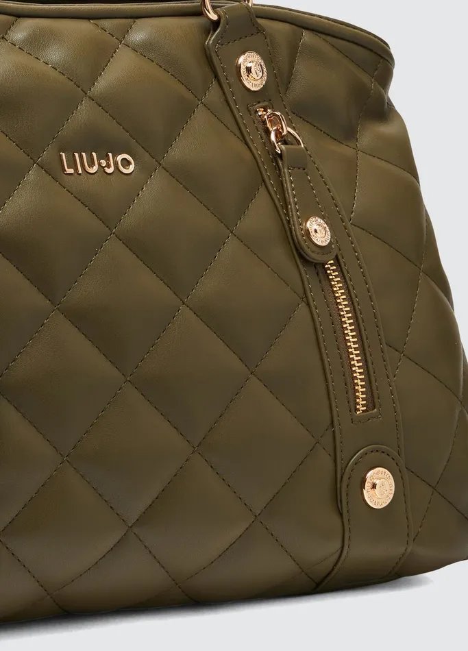Women Liujo Shopping Bags Quilted Khaki Green Handbag