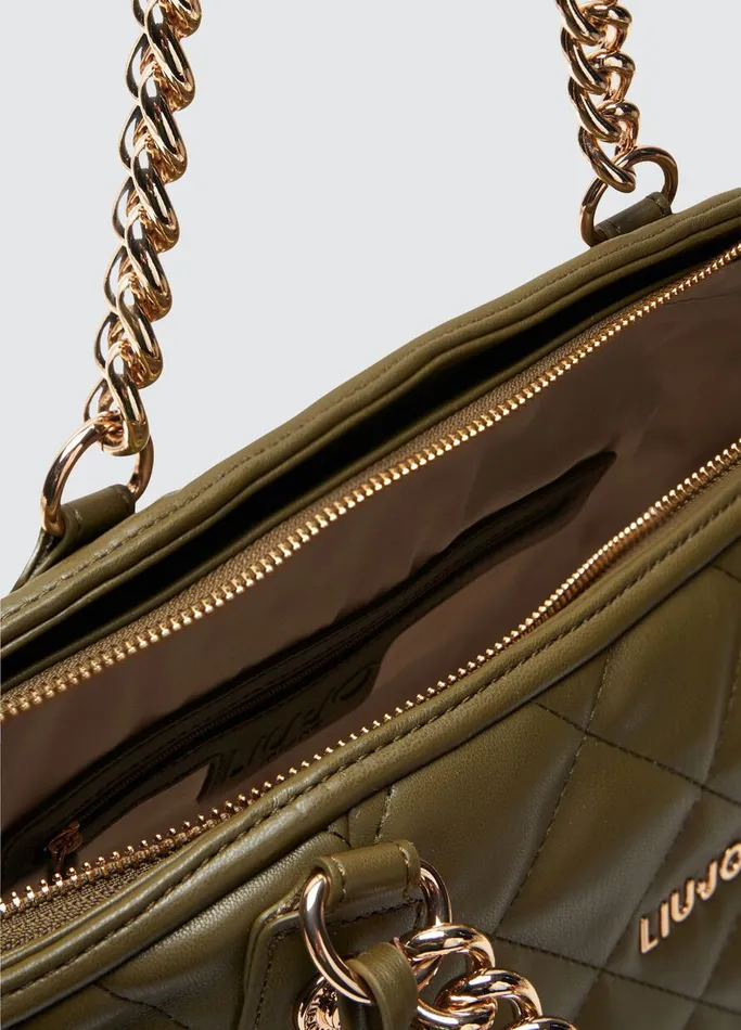 Women Liujo Shopping Bags Quilted Khaki Green Handbag