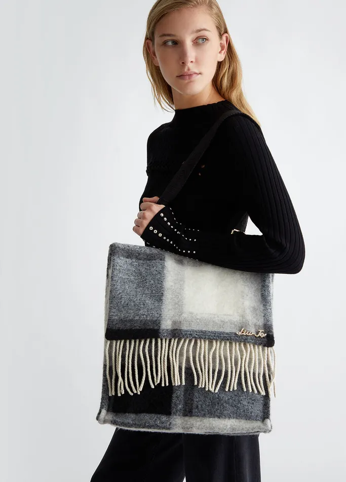 Women Liujo Shopping Bags WoolBlend Shopping Tote Black