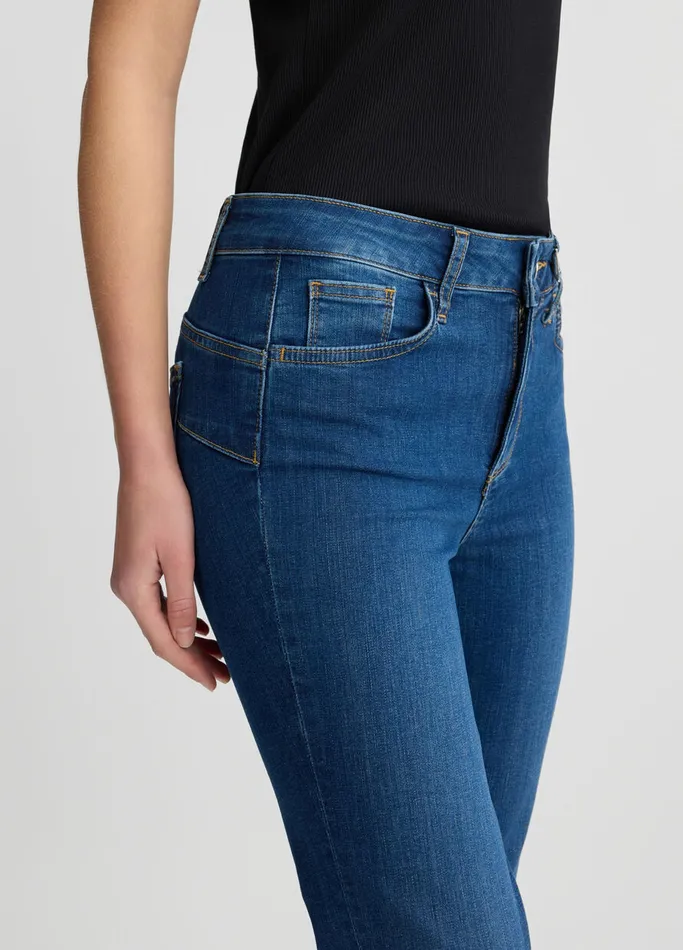 Women Liujo Skinny Jeans HighRise Bootcut Jeans Dark Denim