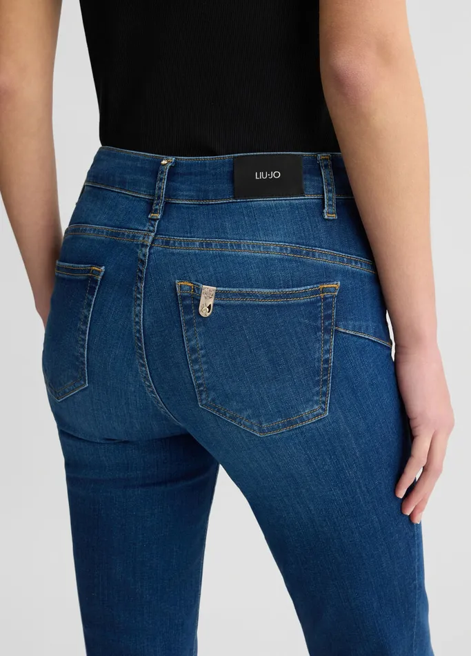 Women Liujo Skinny Jeans HighRise Bootcut Jeans Dark Denim