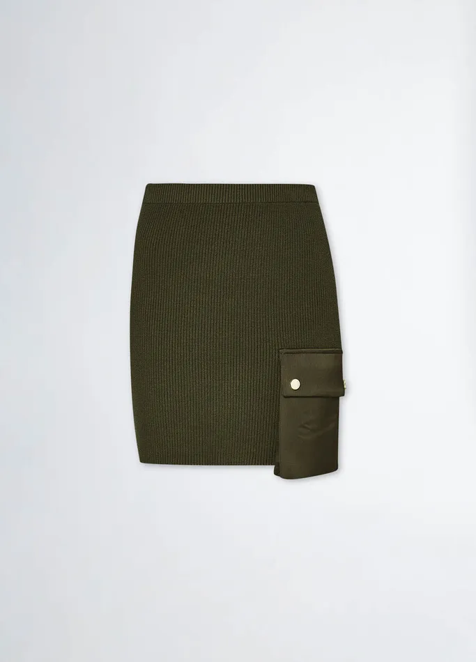 Women Liujo Skirts Knit Miniskirt With Pocket Olive Green