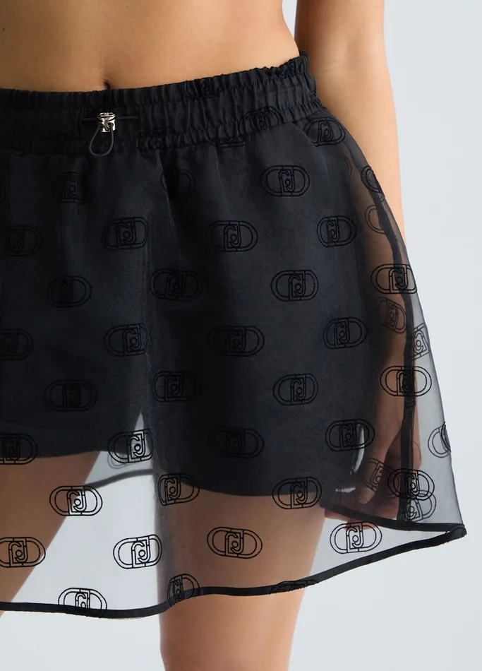 Women Liujo Skirts Printed Organza Miniskirt Black