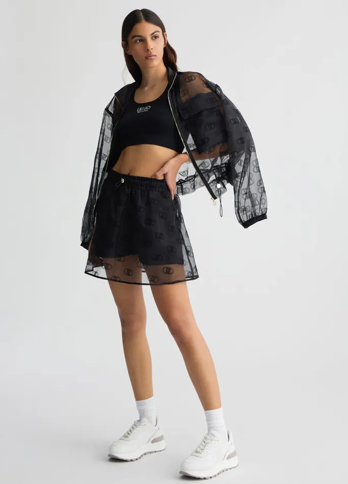Women Liujo Skirts Printed Organza Miniskirt Black
