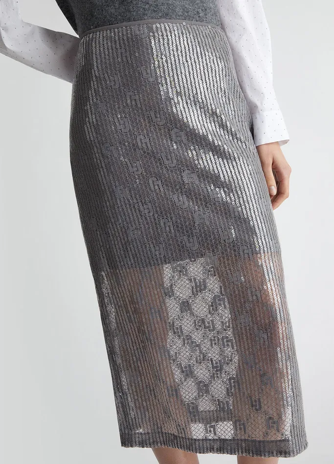 Women Liujo Skirts Sequinned Lace Skirt Grey