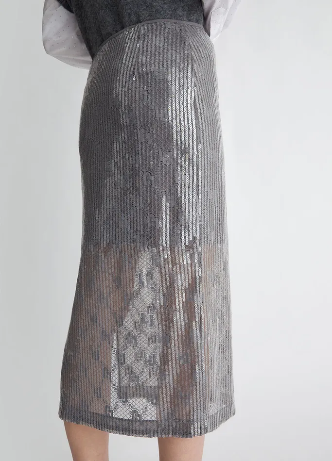 Women Liujo Skirts Sequinned Lace Skirt Grey