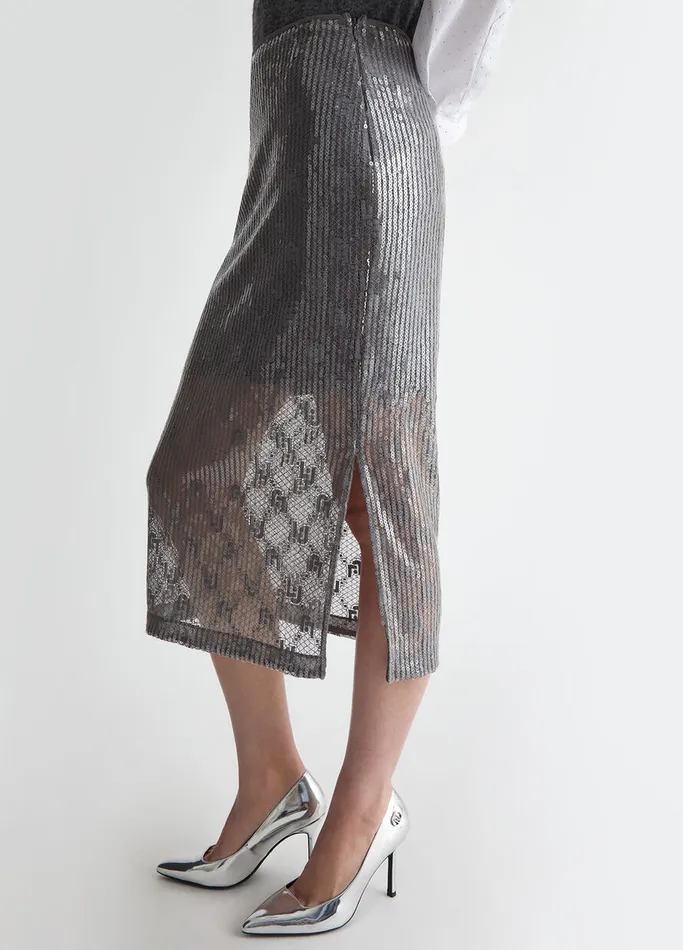 Women Liujo Skirts Sequinned Lace Skirt Grey