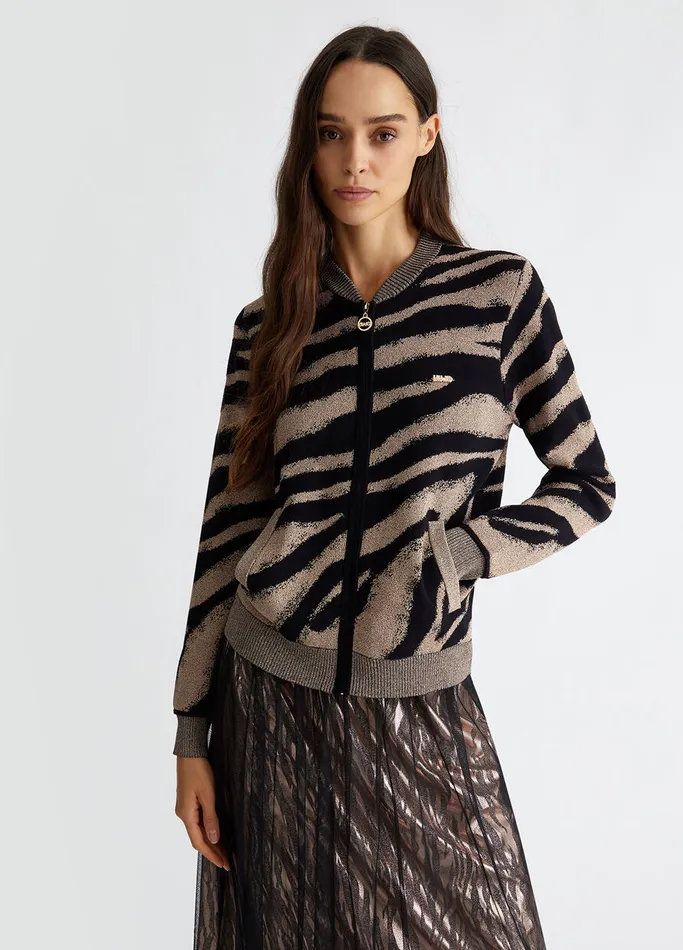 Women Liujo Sportswear Jacquard Cardigan With Zip Black