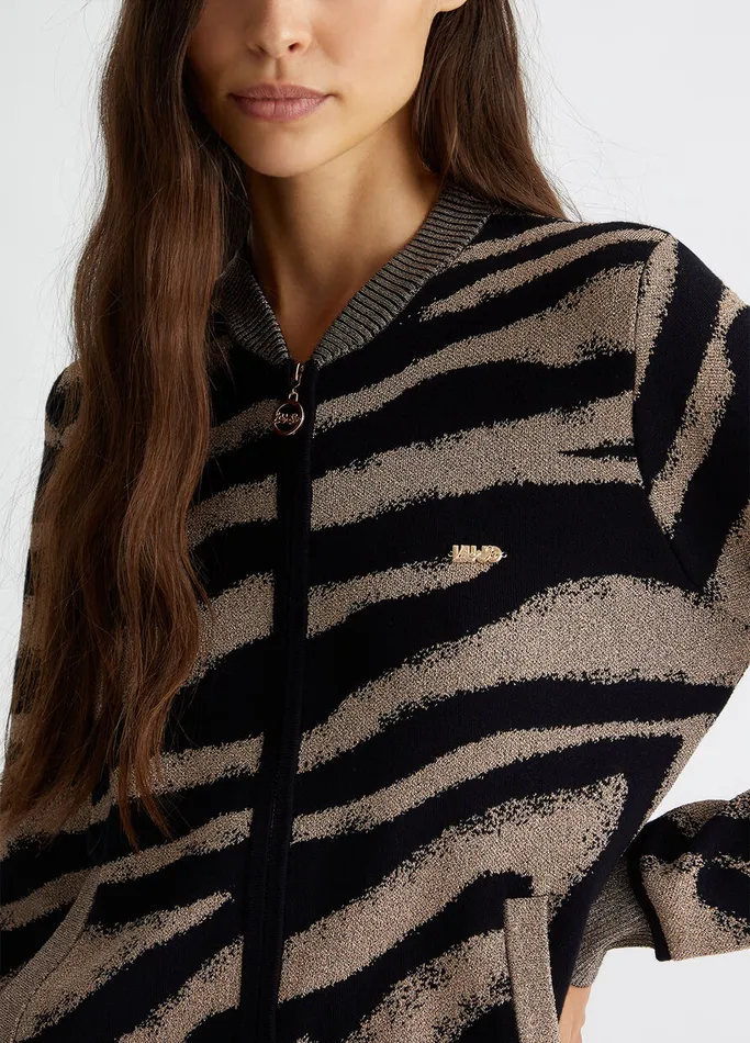 Women Liujo Sportswear Jacquard Cardigan With Zip Black