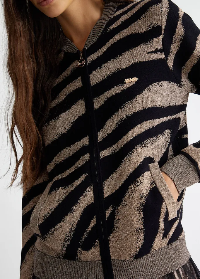 Women Liujo Sportswear Jacquard Cardigan With Zip Black