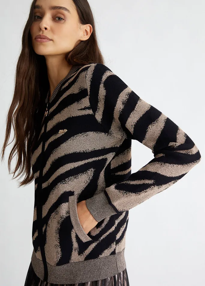 Women Liujo Sportswear Jacquard Cardigan With Zip Black