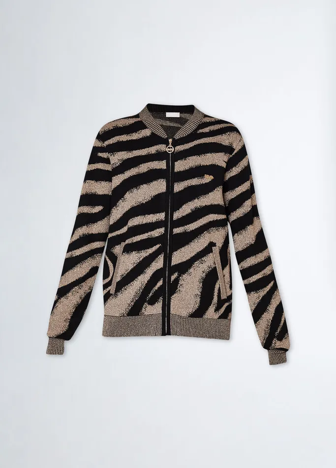 Women Liujo Sportswear Jacquard Cardigan With Zip Black