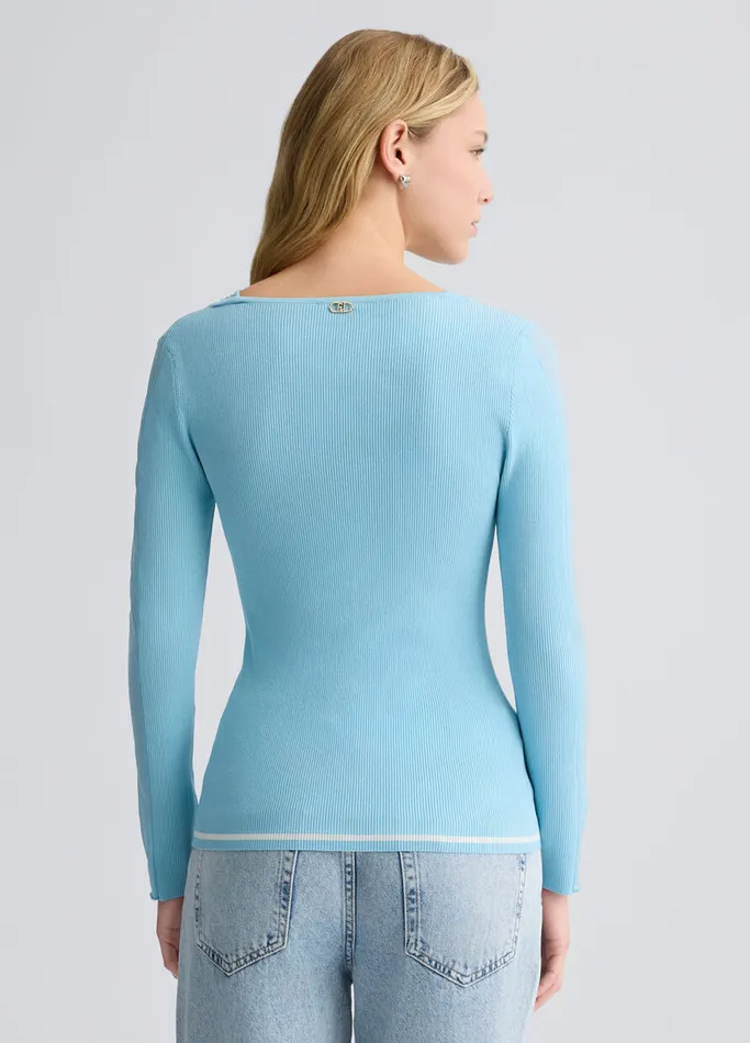 Women Liujo Sportswear Jumper With Tulle Inserts Blue