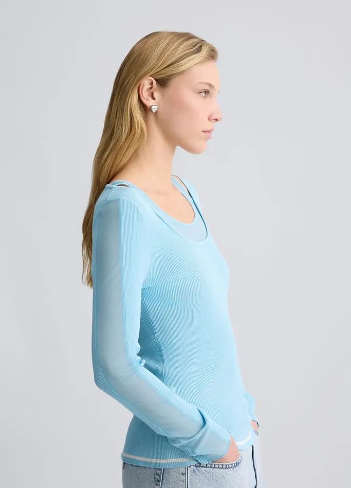 Women Liujo Sportswear Jumper With Tulle Inserts Blue