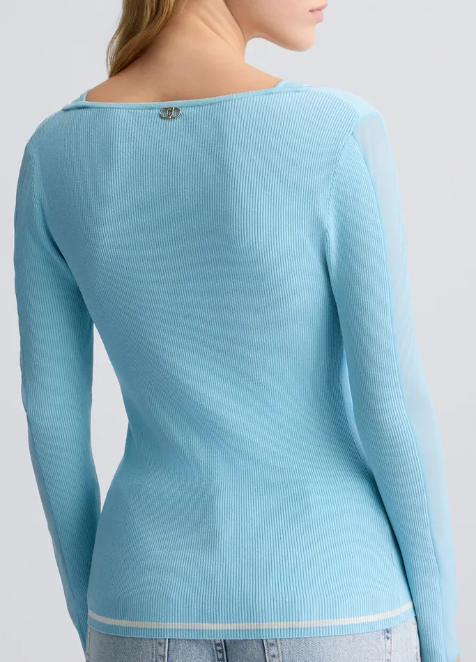 Women Liujo Sportswear Jumper With Tulle Inserts Blue