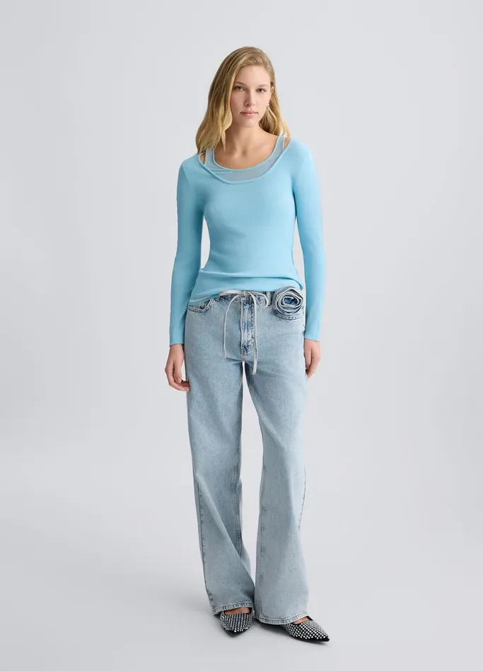 Women Liujo Sportswear Jumper With Tulle Inserts Blue