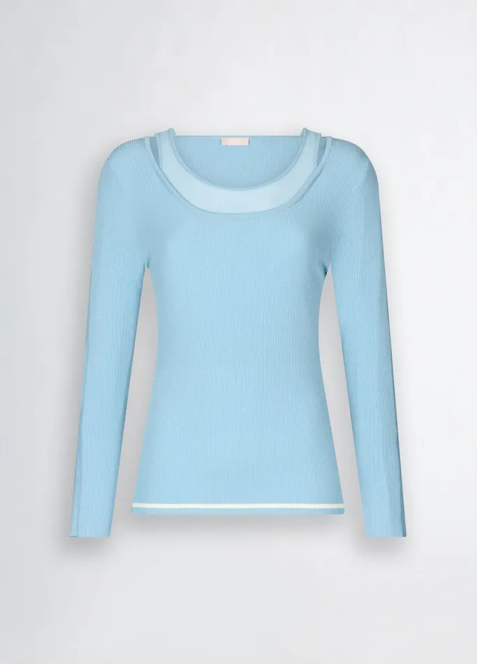 Women Liujo Sportswear Jumper With Tulle Inserts Blue