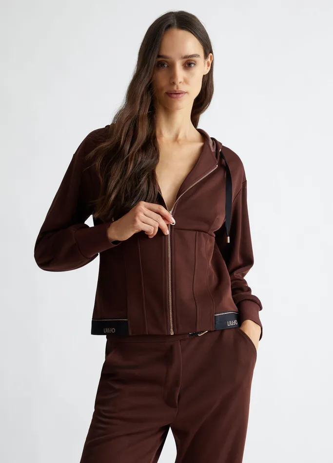 Women Liujo Sweatshirts Hooded Sweatshirt With Zip Brown
