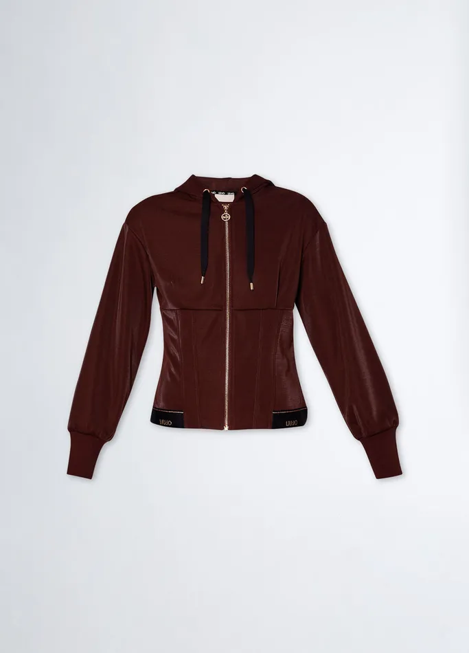 Women Liujo Sweatshirts Hooded Sweatshirt With Zip Brown