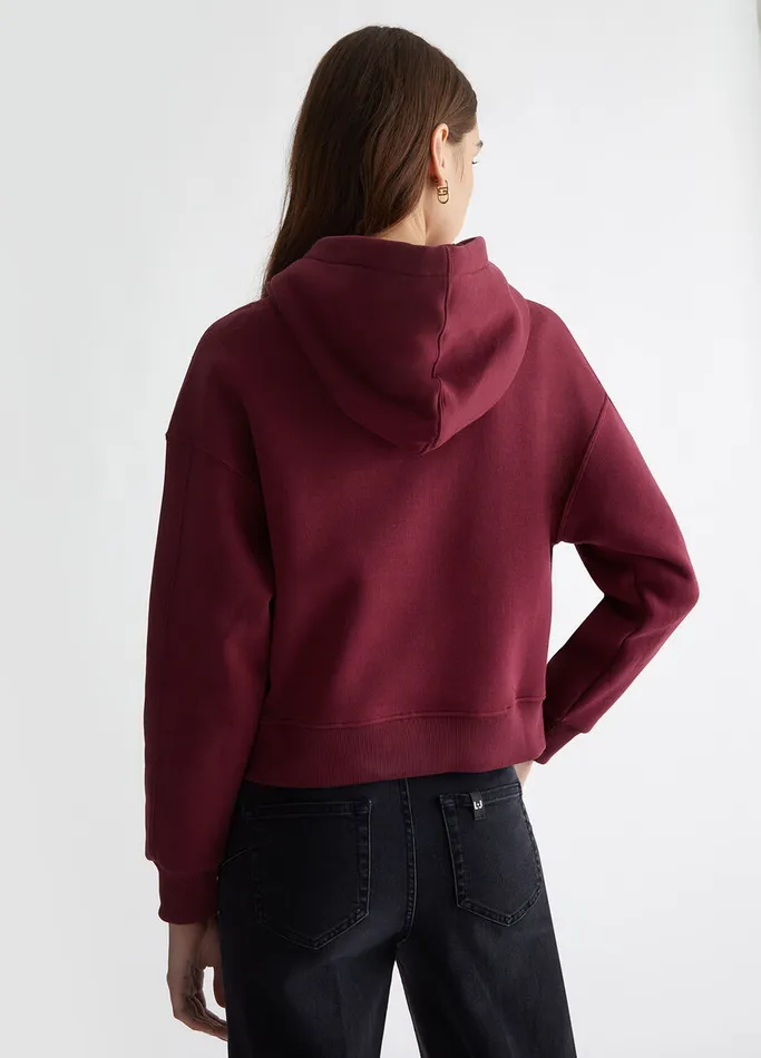 Women Liujo Sweatshirts Sweatshirt With Rhinestones Burgundy