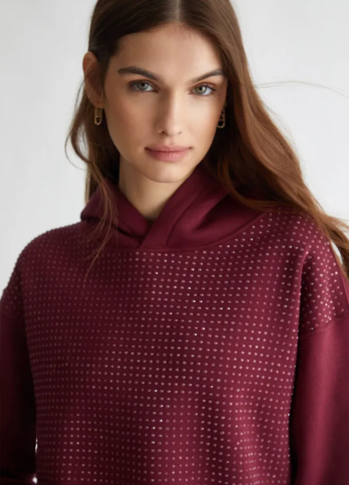 Women Liujo Sweatshirts Sweatshirt With Rhinestones Burgundy